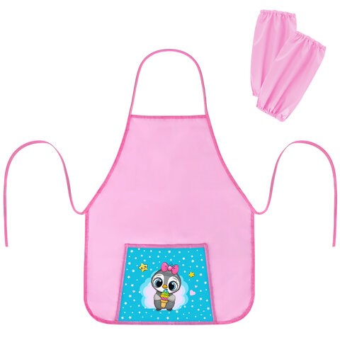 Фартук с нарукавниками для уроков труда ПИФАГОР, 1 карман, 44x55 см, "Smart Penguin", 271645 271645