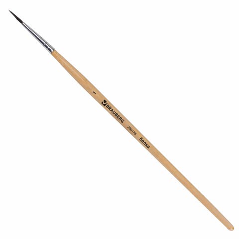 Кисть BRAUBERG, белка, круглая, № 1, 200178 200178