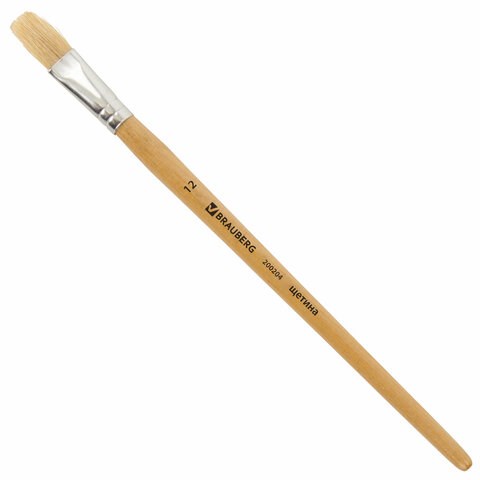 Кисть BRAUBERG, щетина, плоская, № 12, 200204 200204