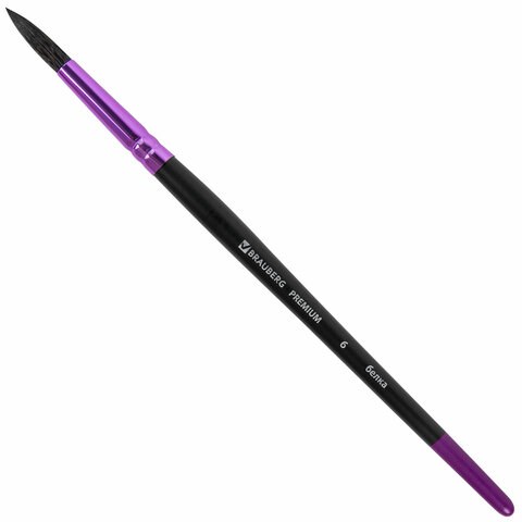 Кисть белка, круглая № 6, BRAUBERG PREMIUM, 200975 200975