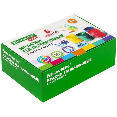 Краски пальчиковые для малышей от 1 года, КЛАССИКА, 6 цветов по 40 мл, BRAUBERG KIDS, 192396 192396