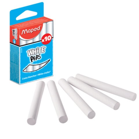 Мелки MAPED (Франция), набор 10 шт., белые, круглые, специальная формула "без пыли", 593500 223142