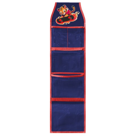 Кармашки-органайзер в шкафчик для детского сада BRAUBERG KIDS, крепление на липучке, наклейки-подсказки, 24х88 см, "Tiger", 273285 273285