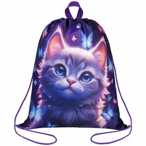 Мешок для обуви BRAUBERG KIDS, с петлей, 42х34 см, "Curious cat", 273434 273434