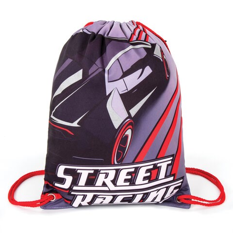 Мешок для обуви BRAUBERG PREMIUM, карман, подкладка, светоотражающие элементы, 43х33 см, Street racing, 270284 270284