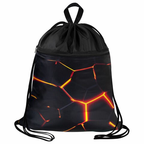 Мешок для обуви BRAUBERG БОЛЬШОЙ, с ручкой, карман на молнии, сетка, 49х41 см, "Keep out", 272405 272405