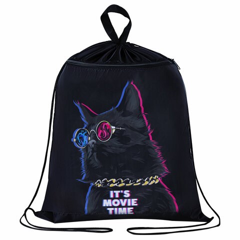 Мешок для обуви BRAUBERG, с петлёй, карман на молнии, 47х37 см, "Movie time", 270910 270910