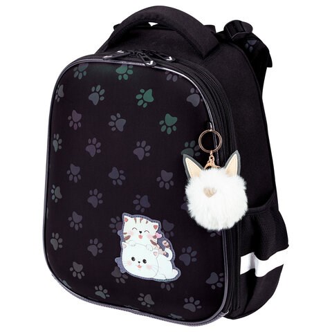 Ранец BRAUBERG LUMINOUS, 2 отделения, с брелоком, "Paws", СВЕТЯЩИЙСЯ РИСУНОК, 38х29х16 см, 271366 271366