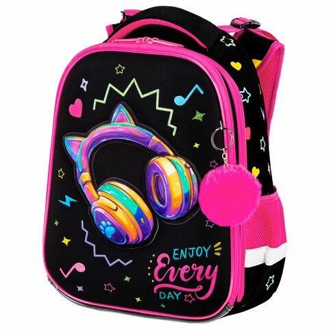 Ранец BRAUBERG PREMIUM, 2 отделения, с брелоком, "Headphones", велюровая нашивка, 38х29х16 см, 273100 273100