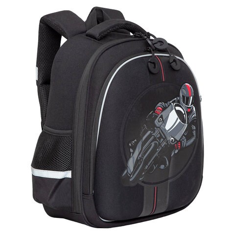 Ранец GRIZZLY анатомическая спинка, c бейджем, для мальчиков, "MOTO RACER", 36х28х20 см, RAz-287-10/1 271202