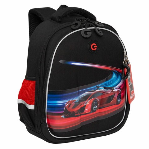 Ранец GRIZZLY анатомическая спинка, с бейджем, для мальчиков, RACER, 36х28х20 см, RAz-487-12/1 272804