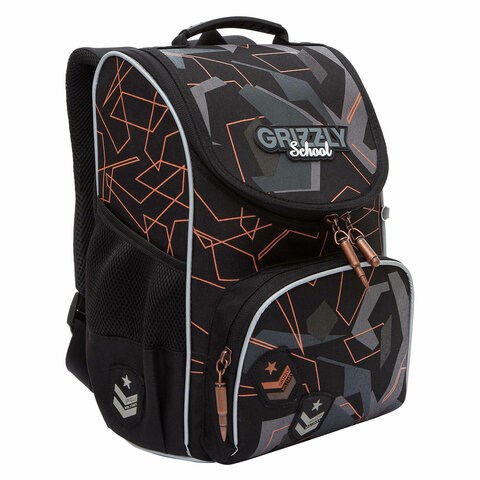 Ранец GRIZZLY анатомическая спинка, с мешком для обуви, для мальчиков, SERIOUS, 33х25х13 см, RAm-485-6/1 272796