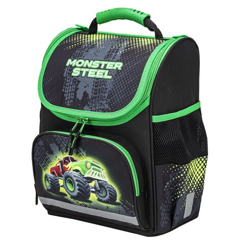 Ранец ПИФАГОР BASIC, 1 отделение, 3 кармана, эргономичная спинка, "Monster steel", 35х28х18 см, 270686 270686