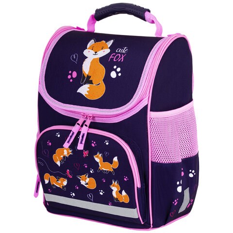 Ранец ПИФАГОР BASIC, 1 отделение, 3 кармана, эргономичная спинка, "Playing foxes", 35х28х18 см, 273136 273136