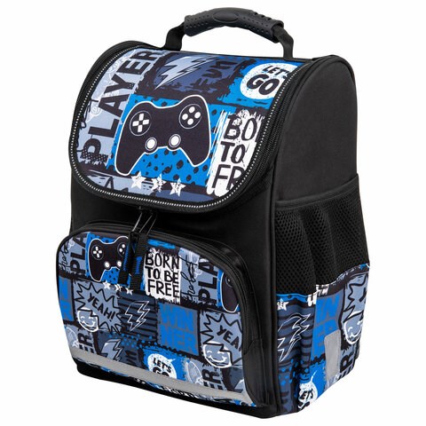 Ранец ПИФАГОР BASIC, 1 отделение, 3 кармана, эргономичная спинка, "Press play", 35х28х18 см, 272043 272043