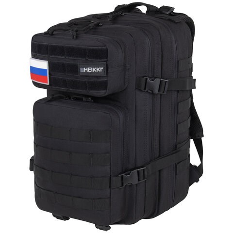 Рюкзак HEIKKI STRATEGY (ХЕЙКИ) тактический, 2 отделения, система Молле, черный, 46х30х20 см, 272584 272584