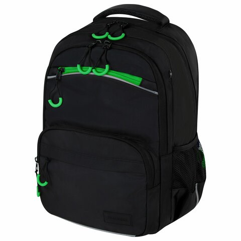 Рюкзак BRAUBERG FORCE, 2 отделения, 5 карманов, "Neon green", 39х28х17 см, 273153 273153