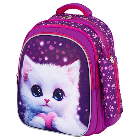 Рюкзак BRAUBERG KIDS MIND с пеналом в комплекте, 2 отделения, "Humble Cat", 40х28х18 см, 273176 273176