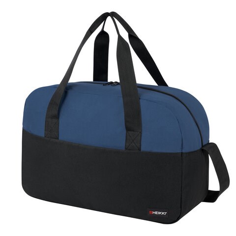 Сумка спортивная HEIKKI BASE (ХЕЙКИ), карман на молнии, черная/темно-синяя, 30x44x17 см, 272622 272622