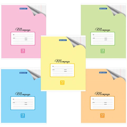 Тетрадь 12 л. BRAUBERG "ЭКО", клетка, обложка плотная мелованная бумага, ПАСТЕЛЬНАЯ С УГОЛКОМ, 104503 104503