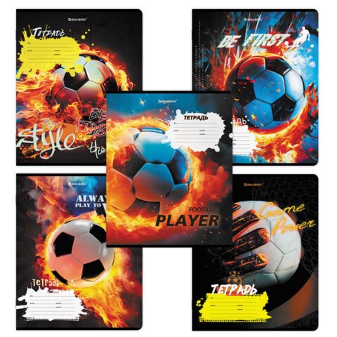 Тетрадь 12 л. BRAUBERG косая линия, обложка картон, ФУТБОЛ, 107290 107290