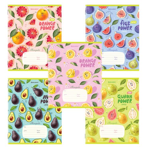 Тетрадь 12 л. BRAUBERG, клетка, обложка картон, "ФРУКТЫ", 106459 106459