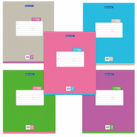 Тетрадь 12 л. BRAUBERG, косая линия, обложка картон, ТОЧКИ, 103033 103033