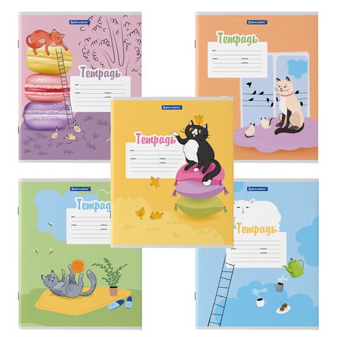 Тетрадь 12 л. BRAUBERG, линия, обложка картон, "ОЗОРНЫЕ КОТЫ", 106472 106472