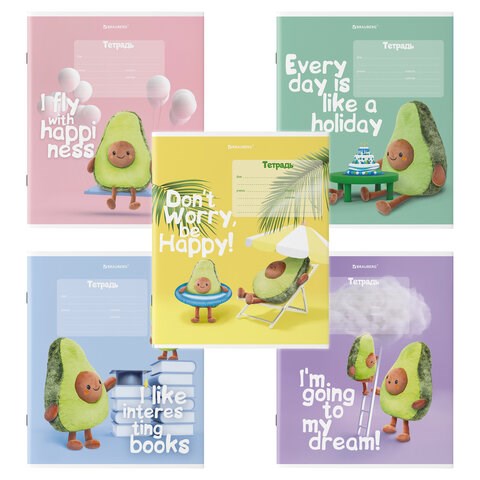 Тетрадь 18 л. BRAUBERG клетка, обложка картон, "ПЛЮШЕВЫЙ АВОКАДО", 106477 106477