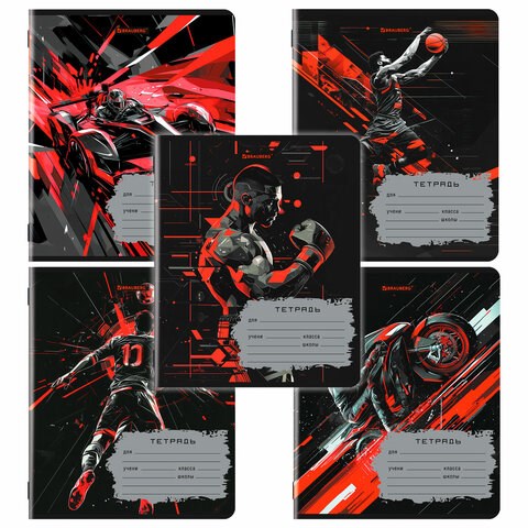 Тетрадь 18 л. BRAUBERG, клетка, обложка картон, MEN'S SPORT, 107294 107294