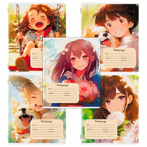 Тетрадь 18 л. ЮНЛАНДИЯ, клетка, обложка картон, GIRLS, 107299 107299