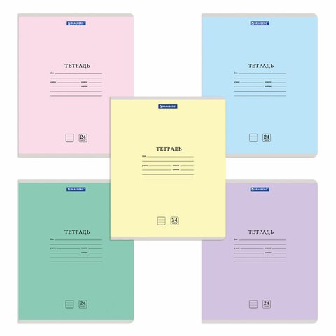 Тетрадь 24 л. BRAUBERG КЛАССИКА NEW линия, обложка картон, АССОРТИ (5 видов), 105704 105704