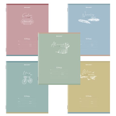 Тетрадь 24 л. BRAUBERG клетка, обложка картон, "PASTEL", 106486 106486