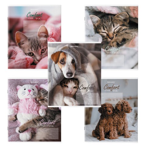 Тетрадь 24 л. BRAUBERG клетка, обложка картон, "ПИТОМЦЫ", 106485 106485