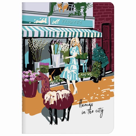 Тетрадь 40 л. в клетку обложка SoftTouch, бежевая бумага 70 г/м2, сшивка, А5 (147х210 мм), ЛАМЫ, BRAUBERG, 403776 403776