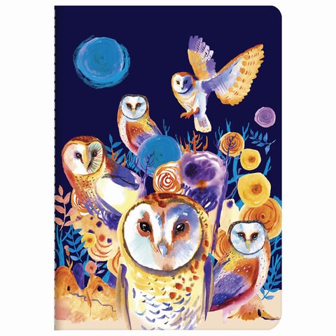 Тетрадь 40 л. в клетку обложка SoftTouch, бежевая бумага 70 г/м2, сшивка, А5 (147х210 мм), СОВЫ, BRAUBERG, 403780 403780