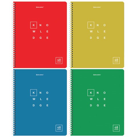 Тетрадь А5 48 л. BRAUBERG, гребень, клетка, обложка картон, "Knowledge" (микс в спайке), 404339 404339