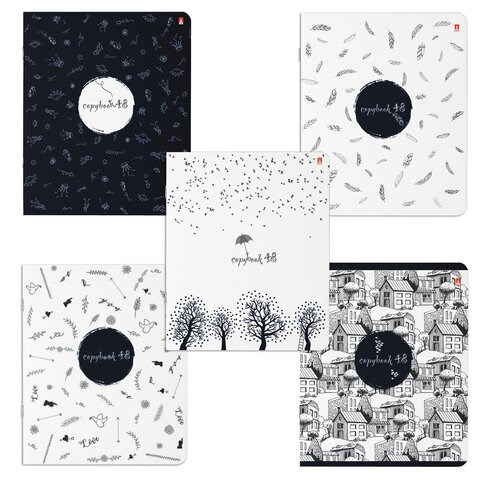 Тетрадь А5 48 л. АЛЬТ скоба, клетка, глянцевая ламинация, "КОНТРАСТЫ" (5 видов), 7-48-575 403753