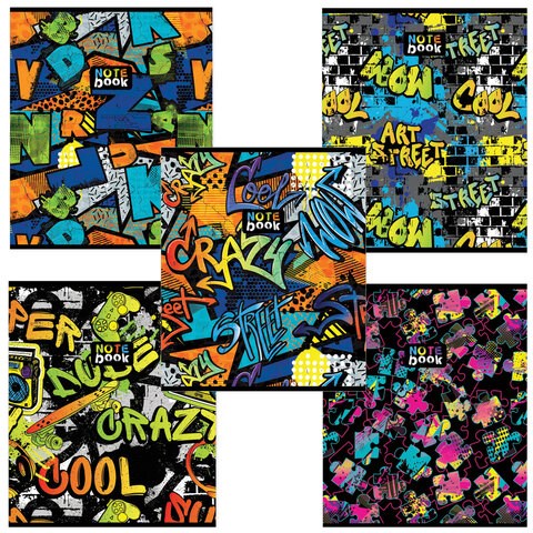 Тетрадь А5 48 л. ПЗБМ, скоба, клетка, выборочный TWIN лак, "Сити-Арт" (5 видов), 028992 404332