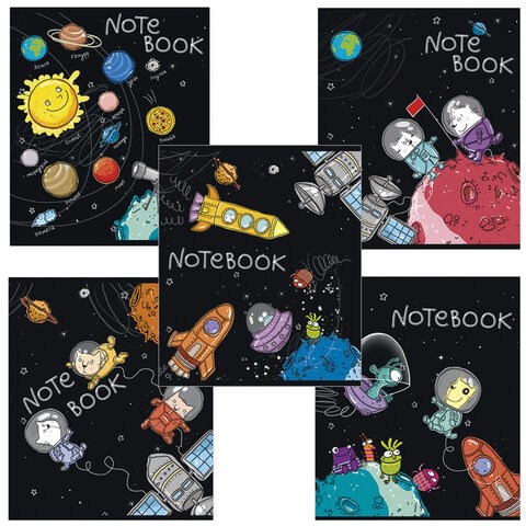 Тетрадь А5 48 л. ПЗБМ, скоба, клетка, конгрев, выборочный TWIN лак, "Полетели!" (5 видов), 028047 404333