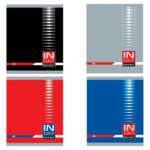 Тетрадь А5, 48 л., BRAUBERG скоба, клетка, обложка картон, "INDAY", 400518 400518