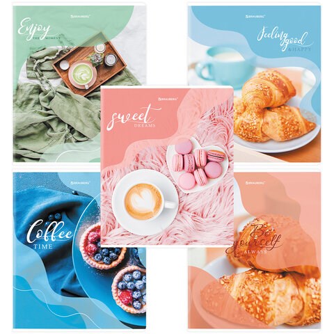 Тетрадь А5, 48 л., BRAUBERG, скоба, клетка, матовая ламинация, выборочный лак, "Sweets" (микс в спайке), 404373 404373