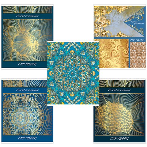 Тетрадь А5, 48 л., BRAUBERG, скоба, клетка, тиснение фольгой, УЗОРЫ, 403048 403048