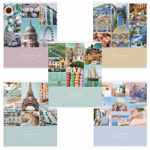 Тетрадь А5, 48 л., HATBER-ECO скоба, офсет №2 ЭКОНОМ, клетка, обложка мелованная бумага, "Travelbook", 075793, 48Т5D1 404483