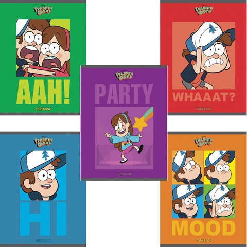 Тетрадь А5, 48 л., HATBER, скоба, клетка, обложка картон, "Гравити Фолз" (микс в спайке), 068737, 48Т5В1 113817