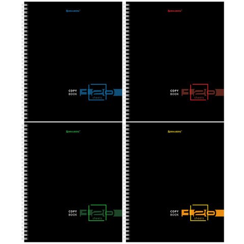 Тетрадь А5 120 л. BRAUBERG, гребень, клетка, твёрдая обложка, "Dark" (микс в спайке), 404450 404450