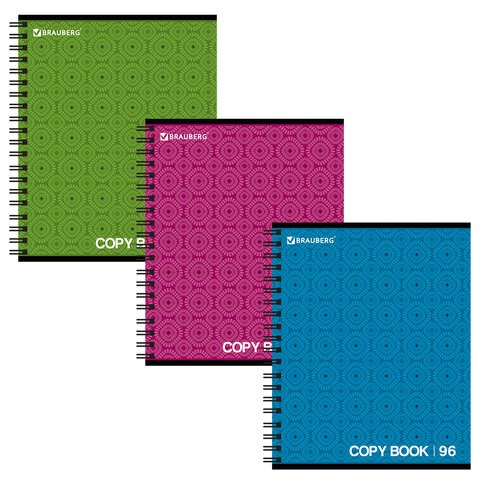 Тетрадь А5, 96 л., BRAUBERG, гребень, клетка, обложка картон, МОНОХРОМ 2, 402056 402056