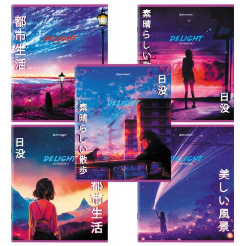 Тетрадь А5, 96 л., BRAUBERG, скоба, клетка, TWIN-лак, "Аниме", 404434 404434