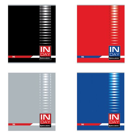 Тетрадь А5, 96 л., BRAUBERG, скоба, клетка, обложка картон, "INDAY", 400522 400522