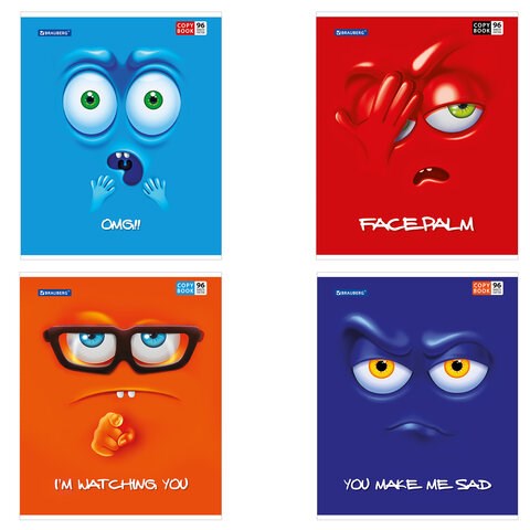 Тетрадь А5, 96 л., BRAUBERG, скоба, клетка, обложка картон, МОРДАШКА, 402054 402054